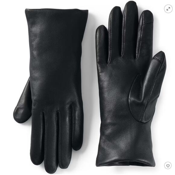 Lands' End Accessories - NWT Lands' End Women's EZ Touch Screen Cashmere Lined Black Leather Gloves M